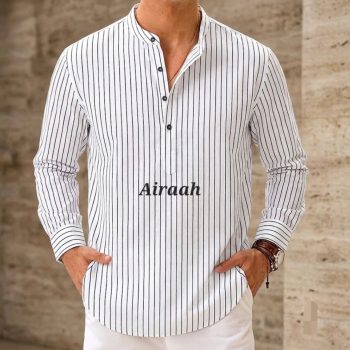 Men's Cotton Kurta (White Step)