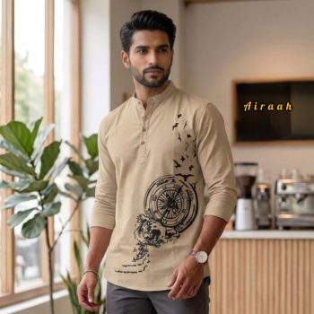 Premium Quality Cotton Katuwa Print 03 ( Beige print watch )