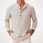 Men's Cotton Kurta (Beige & white stripes) Full Sleeve