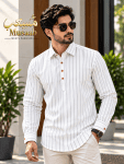 Luxury Premium White Striped Shirt-Collar Katua.